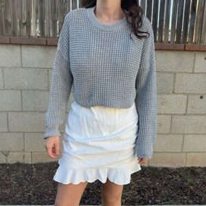 Gray Boohoo Cropped Knitted Sweater